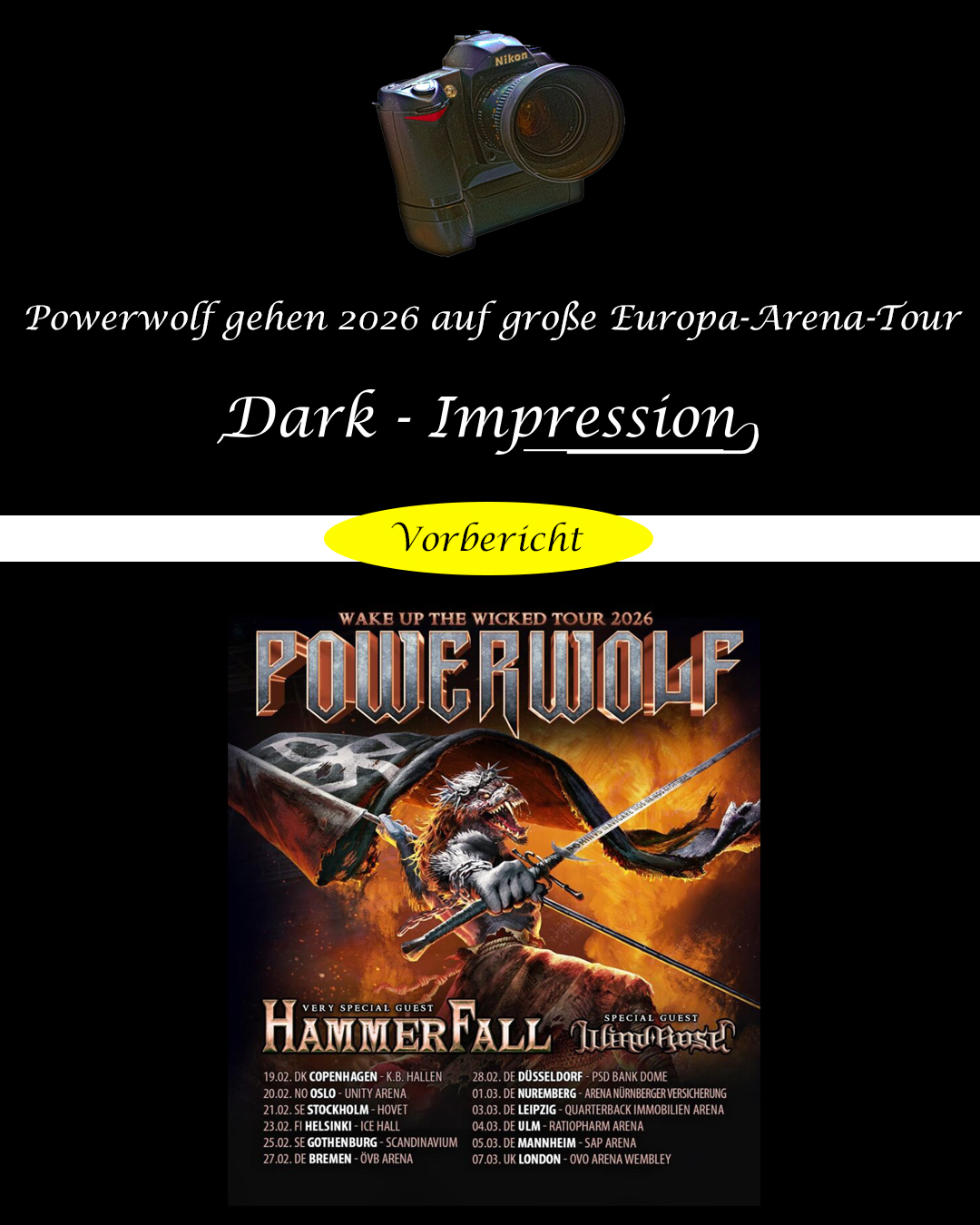Powerwolf gehen 2026 auf große Europa-Arena-Tour